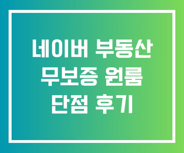 네이버 부동산 무보증 원룸 단점 후기 네이버 부동산 무보증 원룸 단점 후기