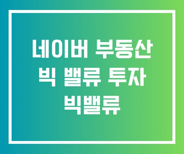 네이버 부동산 빅 밸류 투자 빅밸류