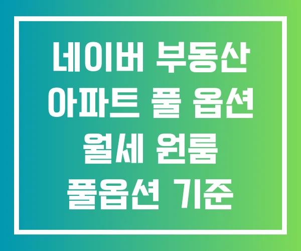 네이버 부동산 아파트 풀 옵션 월세 원룸 풀옵션 기준