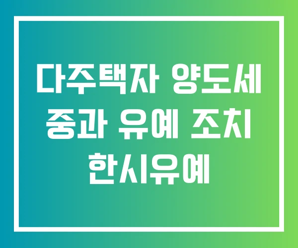 다주택자 양도세 중과 유예 조치 한시유예