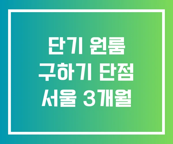 단기 원룸 구하기 단점 서울 3개월 단기 원룸 구하기 단점 서울 3개월