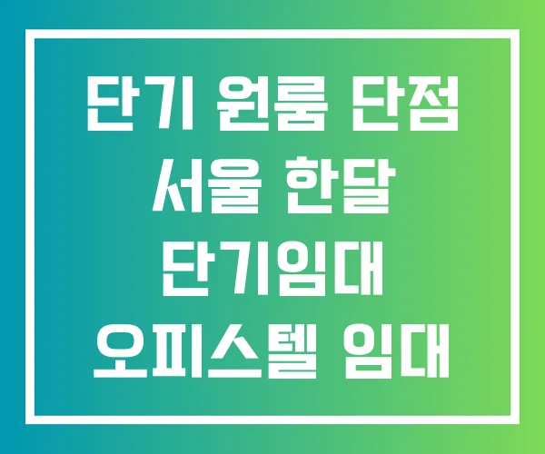 단기 원룸 단점 서울 한달 단기임대 오피스텔 임대