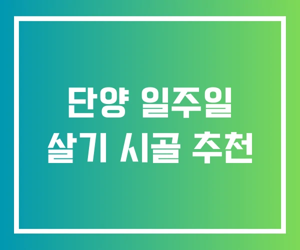 단양 일주일 살기 시골 추천