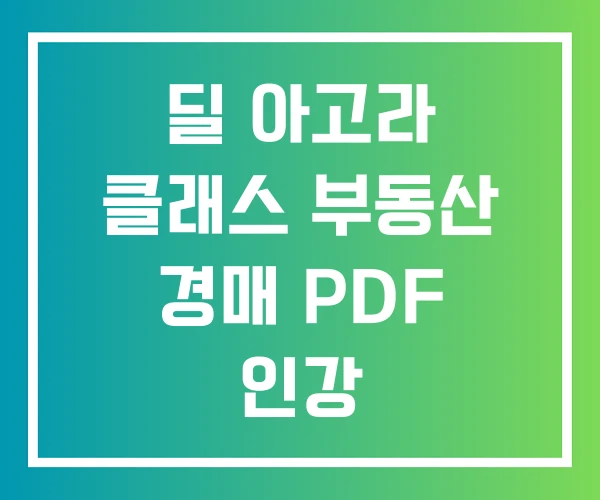 딜 아고라 클래스 부동산 경매 PDF 인강 딜 아고라 클래스 부동산 경매 PDF 인강