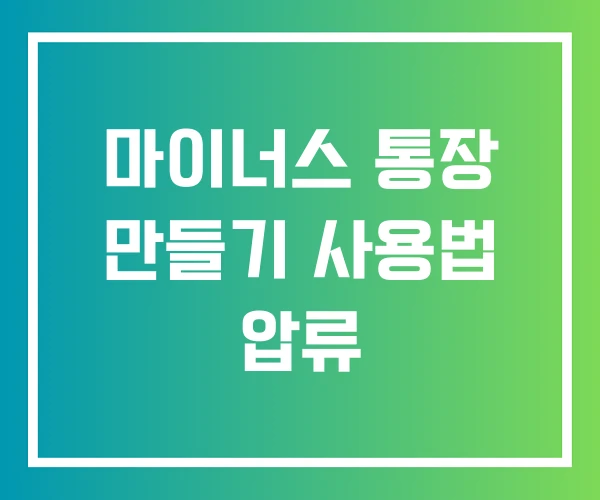 마이너스 통장 만들기 사용법 압류