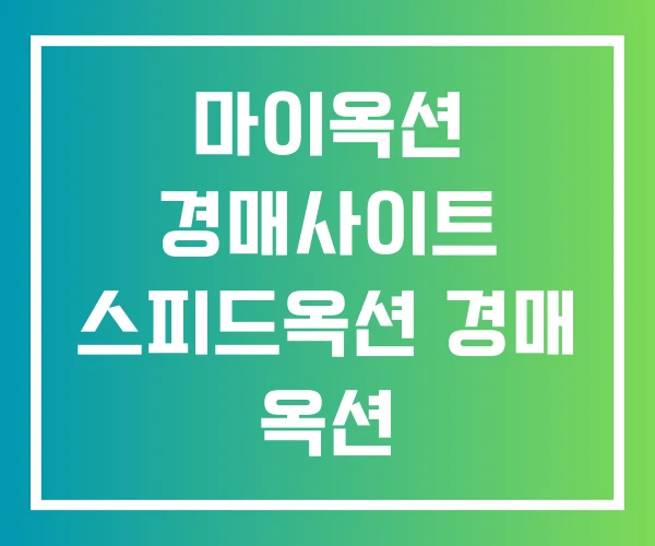 마이옥션 경매사이트 스피드옥션 경매 옥션