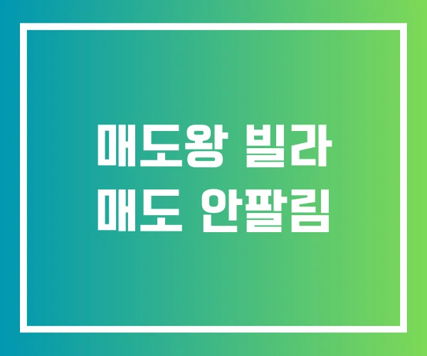 매도왕 빌라 매도 안팔림