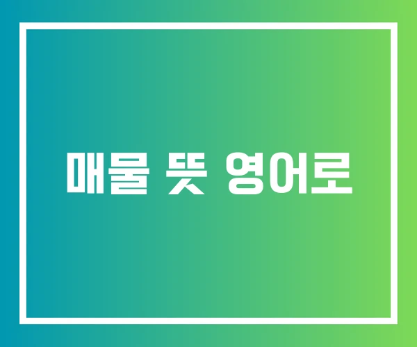 매물 뜻 영어로