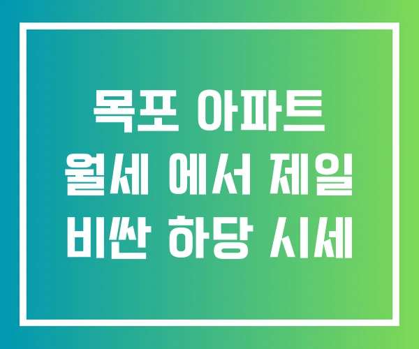 목포 아파트 월세 에서 제일 비싼 하당 시세