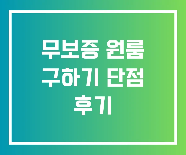 무보증 원룸 구하기 단점 후기