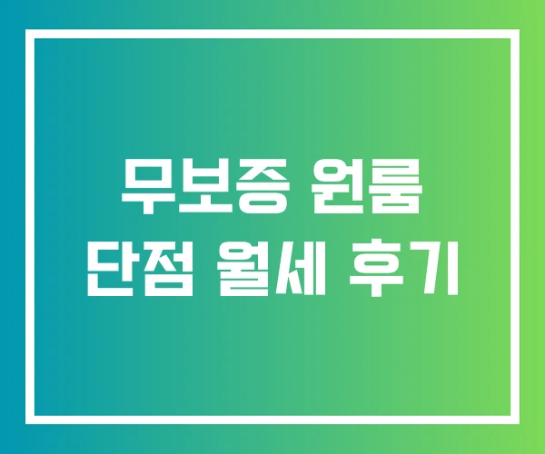 무보증 원룸 단점 월세 후기 무보증 원룸 단점 월세 후기