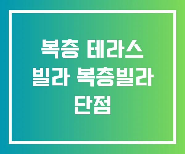 복층 테라스 빌라 복층빌라 단점