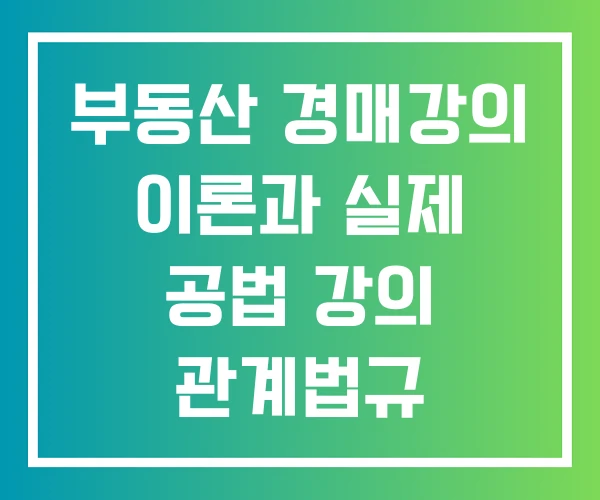 부동산 경매강의 이론과 실제 공법 강의 관계법규