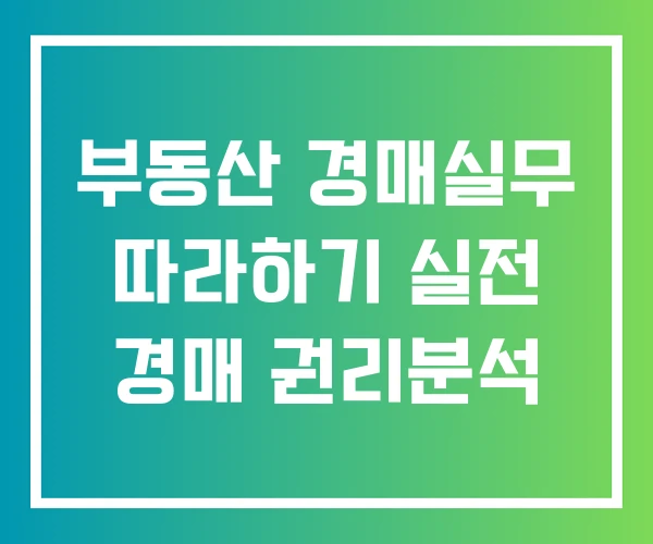 부동산 경매실무 따라하기 실전 경매 권리분석