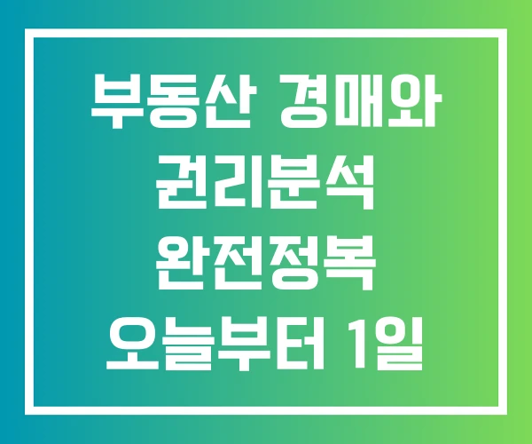 부동산 경매와 권리분석 완전정복 오늘부터 1일