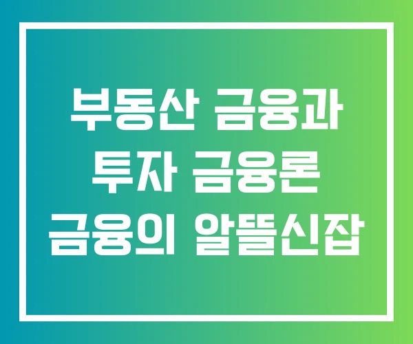 부동산 금융과 투자 금융론 금융의 알뜰신잡