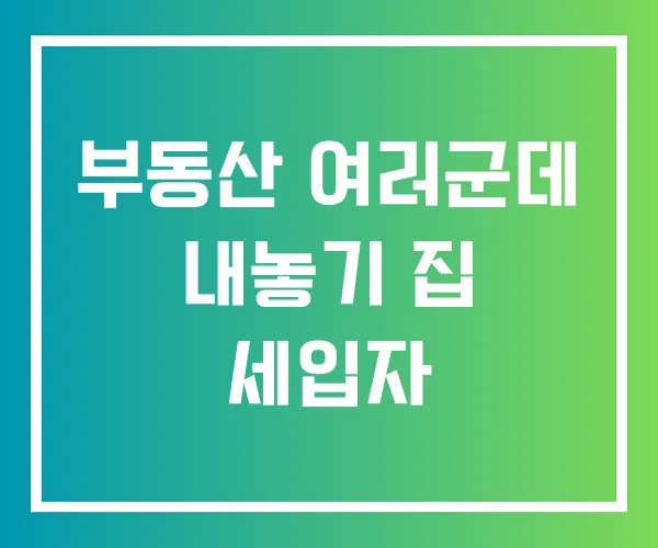 부동산 여러군데 내놓기 집 세입자