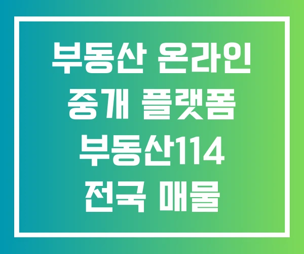 부동산 온라인 중개 플랫폼 부동산114 전국 매물