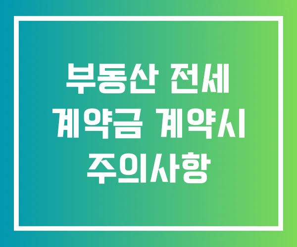부동산 전세 계약금 계약시 주의사항
