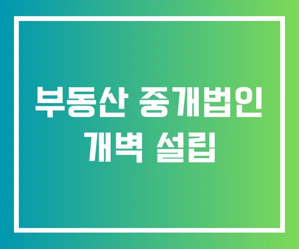 부동산 중개법인 개벽 설립