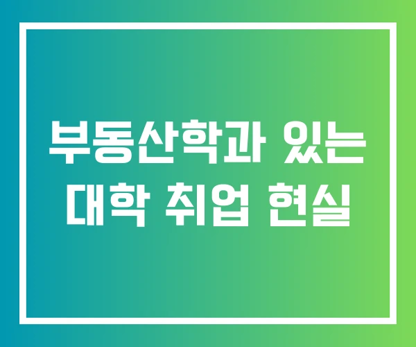 부동산학과 있는 대학 취업 현실