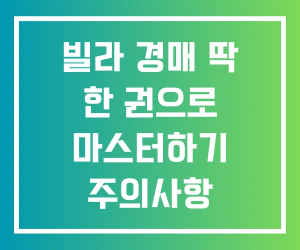 빌라 경매 딱 한 권으로 마스터하기 주의사항 경매물건