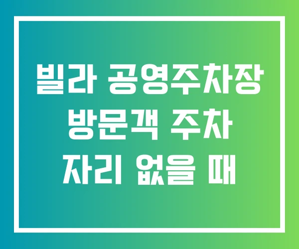 빌라 공영주차장 방문객 주차 자리 없을 때