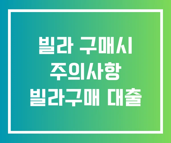 빌라 구매시 주의사항 빌라구매 대출