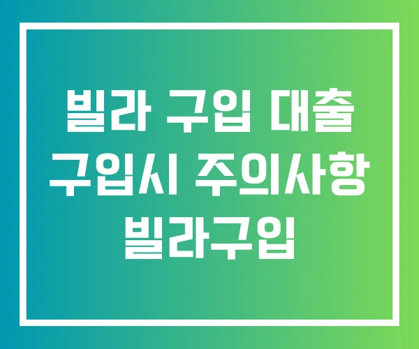 빌라 구입 대출 구입시 주의사항 빌라구입