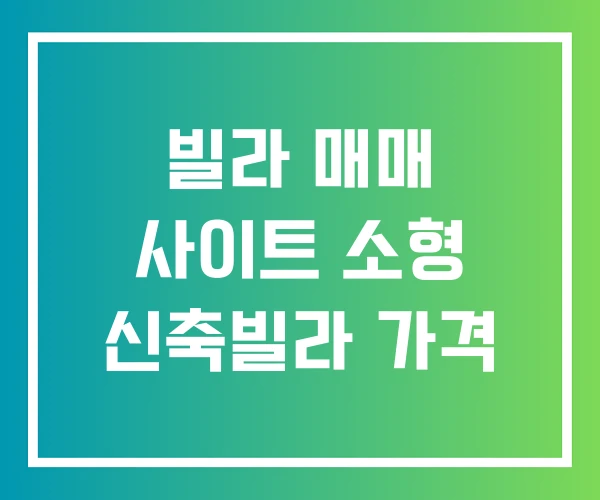 빌라 매매 사이트 소형 신축빌라 가격