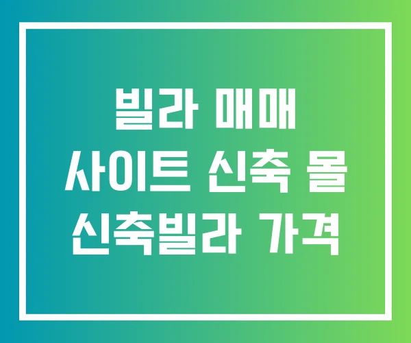 빌라 매매 사이트 신축 몰 신축빌라 가격