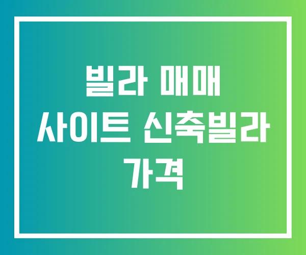 빌라 매매 사이트 신축빌라 가격