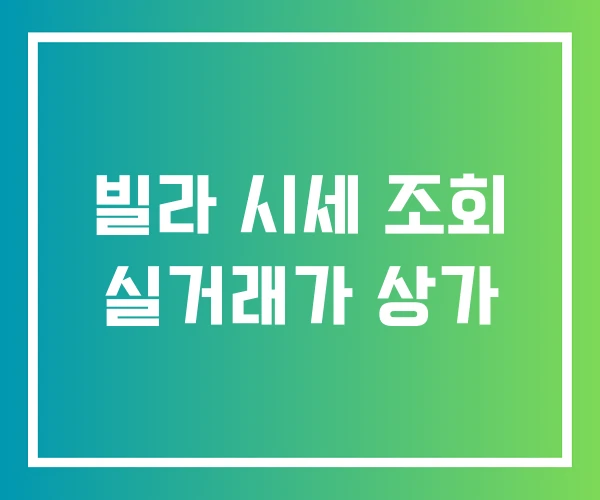 빌라 시세 조회 실거래가 상가