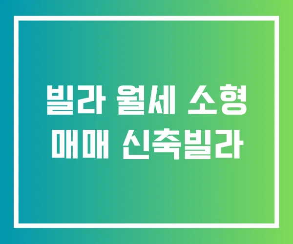 빌라 월세 소형 매매 신축빌라