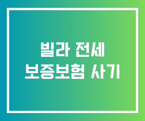 빌라 전세 보증보험 사기