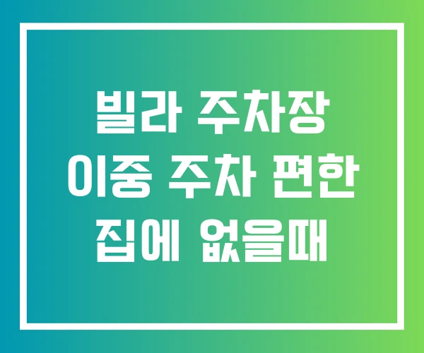 빌라 주차장 이중 주차 편한 집에 없을때