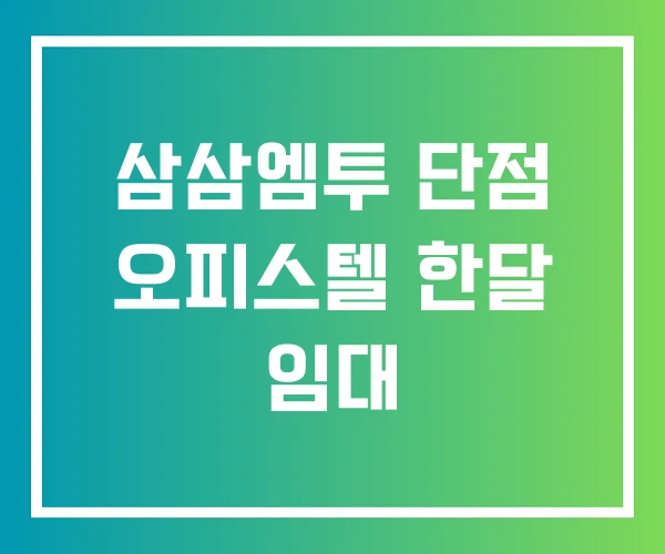 삼삼엠투 단점 오피스텔 한달 임대 삼삼엠투 단점 오피스텔 한달 임대