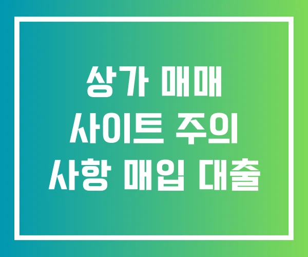 상가 매매 사이트 주의 사항 매입 대출
