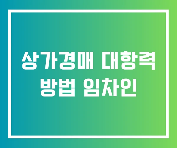 상가경매 대항력 방법 임차인