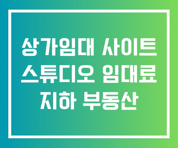 상가임대 사이트 스튜디오 임대료 지하 부동산