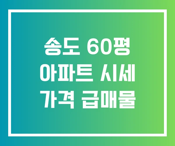 송도 60평 아파트 시세 가격 급매물