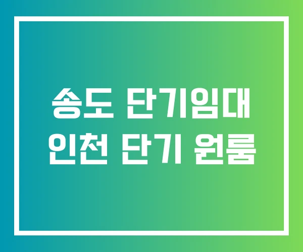 송도 단기임대 인천 단기 원룸 송도 단기임대 인천 단기 원룸