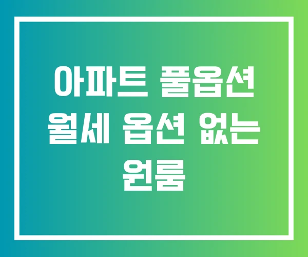 아파트 풀옵션 월세 옵션 없는 원룸