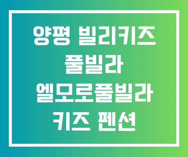 양평 빌리키즈 풀빌라 엘모로풀빌라 키즈 펜션
