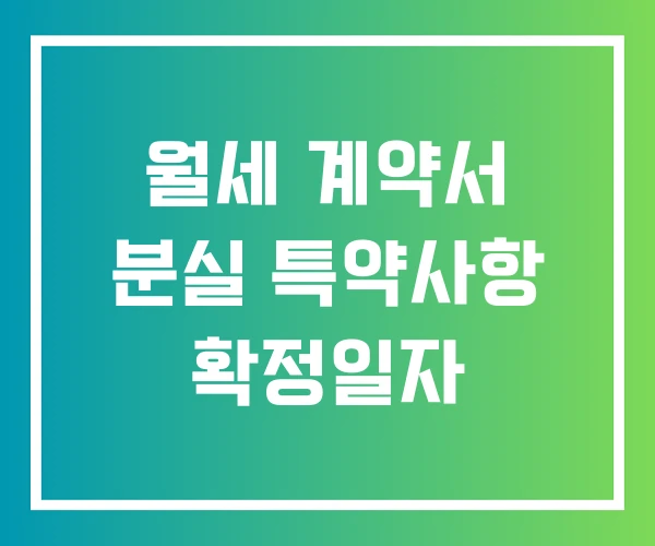 월세 계약서 분실 특약사항 확정일자