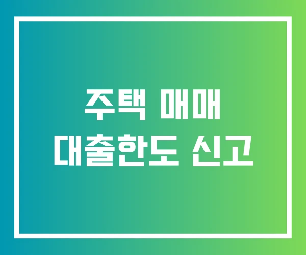 주택 매매 대출한도 신고