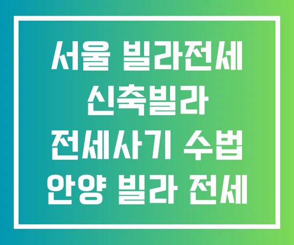 서울 빌라전세 신축빌라 전세사기 수법 안양 빌라 전세
