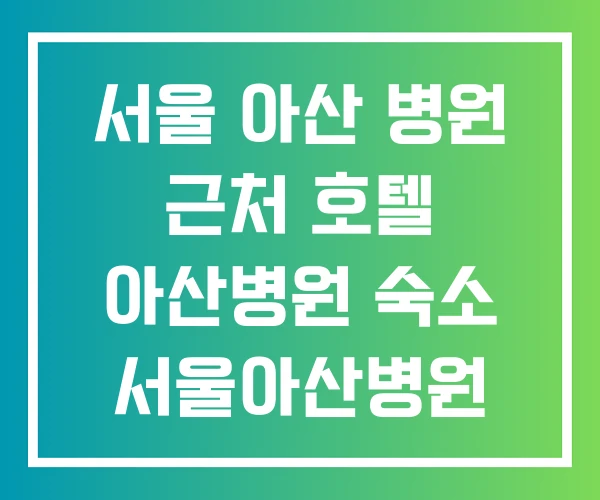 서울 아산 병원 근처 호텔 아산병원 숙소 서울아산병원 모텔