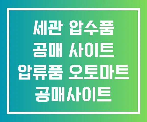 세관 압수품 공매 사이트 압류품 오토마트 공매사이트