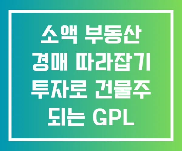 소액 부동산 경매 따라잡기 투자로 건물주 되는 GPL NPL